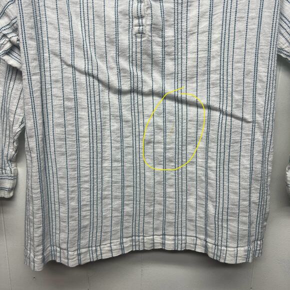 Dip Women's V-Neck 3/4 Sleeve Striped Blue & White Women's Boho Top Size Medium - Picture 3 of 11